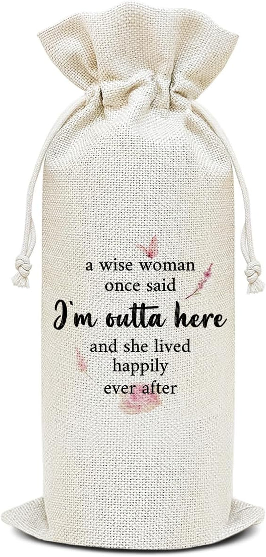 Wine Canvas Bag, Retirement Wine Gift Bag, Retirement Gift for Women Colleague Coworker Farewell Goodbye Leaving Gifts Wine Bags for Wine Bottles, Wine Gifts With Drawstring Party Decoration -WB20