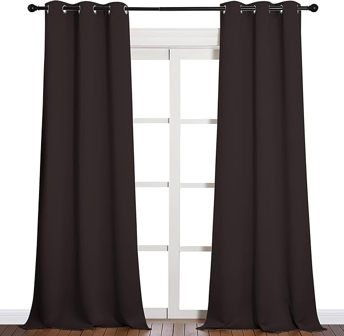 NICETOWN Blackout Thick Window Curtains - Thermal Insulated Grommet Drape Panels for Bedroom and Living Room (Brown, Set of 2, W42 x L90 per Panel)