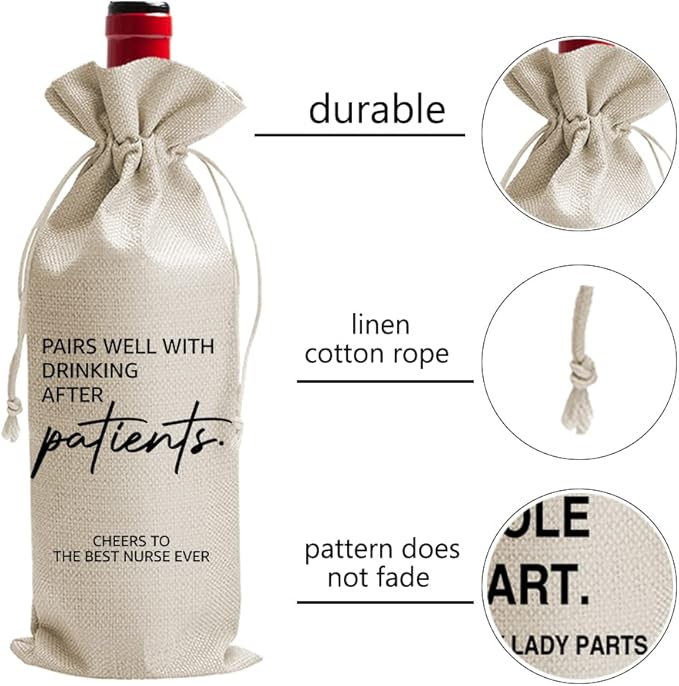 Nurse Gift Wine Bag, Gift for Nurse, Nursing School Gift, Pairs Well with Nursing, Gift Bag for Nurse Appreciation, Gift for Her, Graduation Gift, Birthday, Colleague, Friends (DL062）