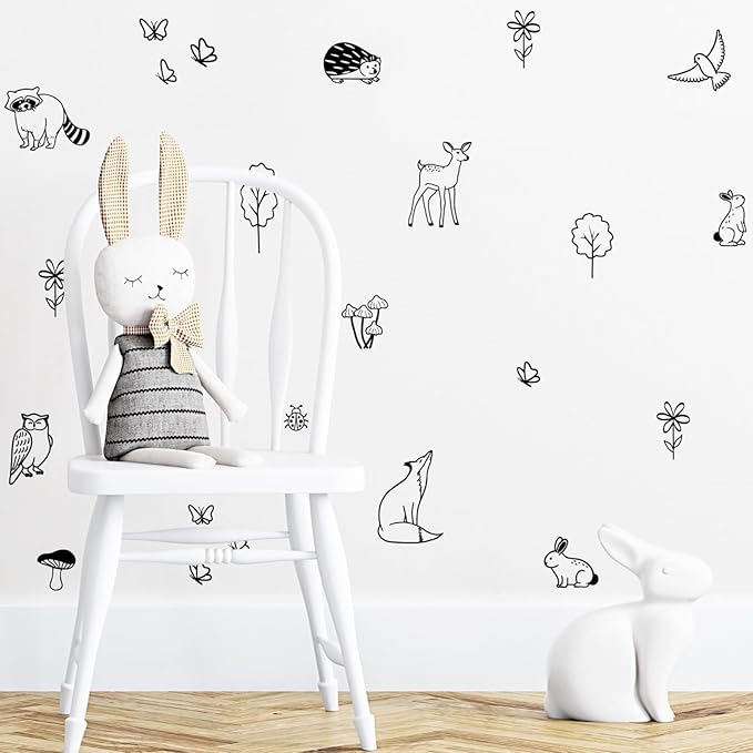 Woodland Wall Decals Wilderness Stickers Removable Decals Forest Decals Forest Animals Boys Nursery Bedroom Decor