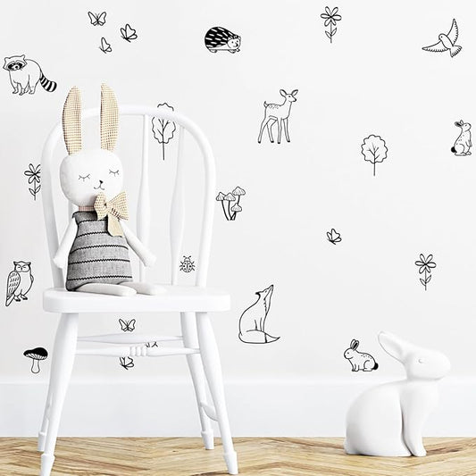 Woodland Wall Decals Wilderness Stickers Removable Decals Forest Decals Forest Animals Boys Nursery Bedroom Decor