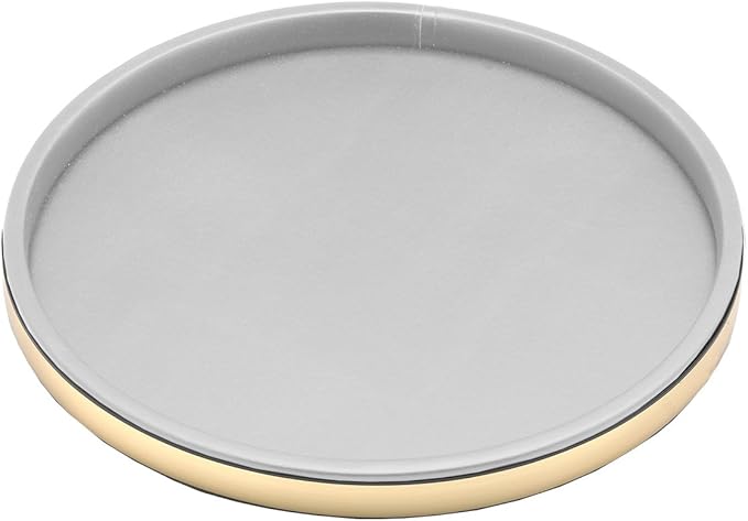 Kraftware Leatherette Tray, 14", White with Brass
