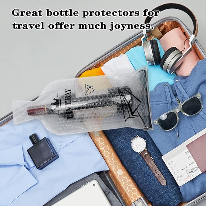 Reusable Wine Bag for Travel Wine Protector Sleeve for Airplane Car Cruise Protection Luggage Leak-proof Impact Resist, 3 Set
