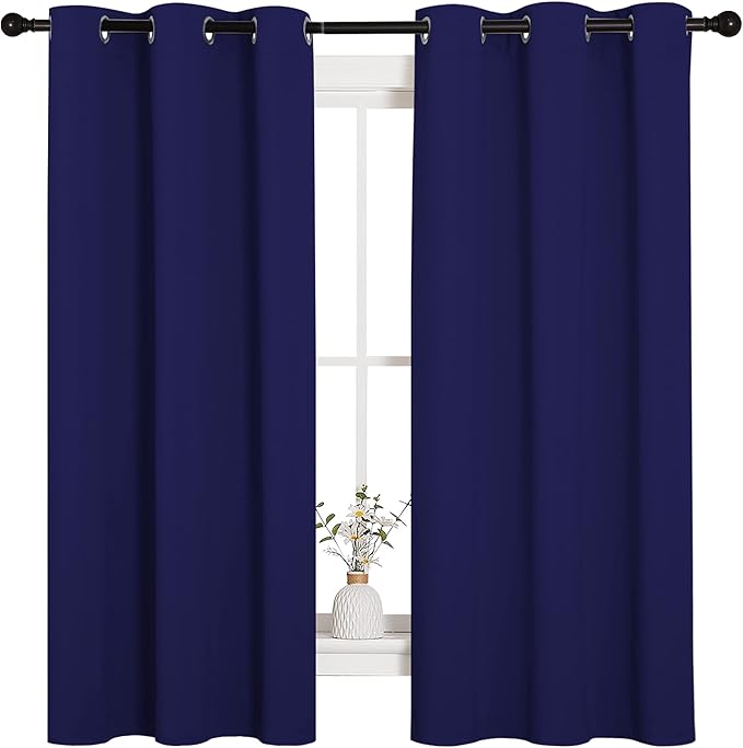 NICETOWN All Season Thermal Insulated Solid Grommet Top Blackout Curtains/Drapes/Panels for Kid's Room (Royal Blue, 2 Panels, 42 x 63 Inch)