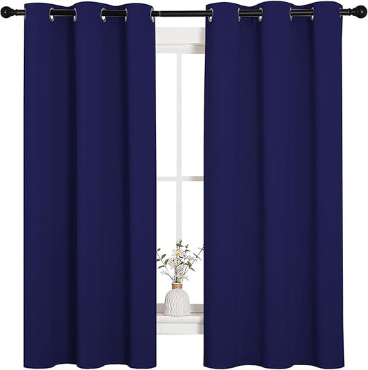 NICETOWN All Season Thermal Insulated Solid Grommet Top Blackout Curtains/Drapes/Panels for Kid's Room (Royal Blue, 2 Panels, 42 x 63 Inch)