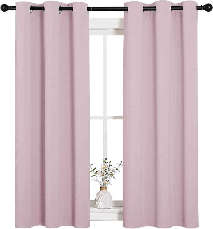 NICETOWN Blackout Draperies Curtains for Girls Room, Nursery Essential Thermal Insulated Grommet Blackout Panels (Lavender Pink, 1 Pair, 34" x 54")
