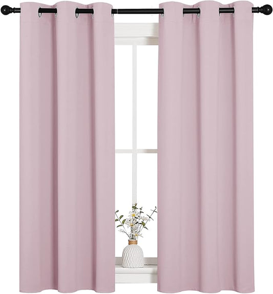 NICETOWN Blackout Draperies Curtains for Girls Room, Nursery Essential Thermal Insulated Grommet Blackout Panels (Lavender Pink, 1 Pair, 34" x 54")