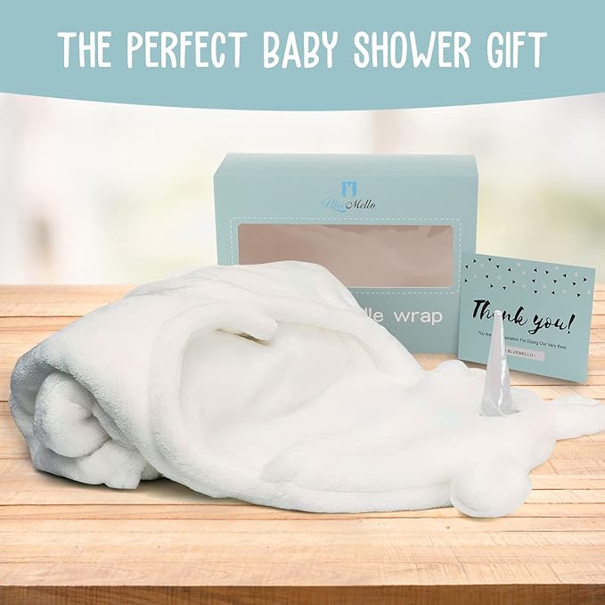 BlueMello Baby Swaddle Blanket | Ultra-Soft Plush Unicorn Essential for Infants 0-6 Months | Swaddling Wrap White | Ideal Newborn Registry and Toddler Boy Accessories | Perfect Baby Girl Shower Gift