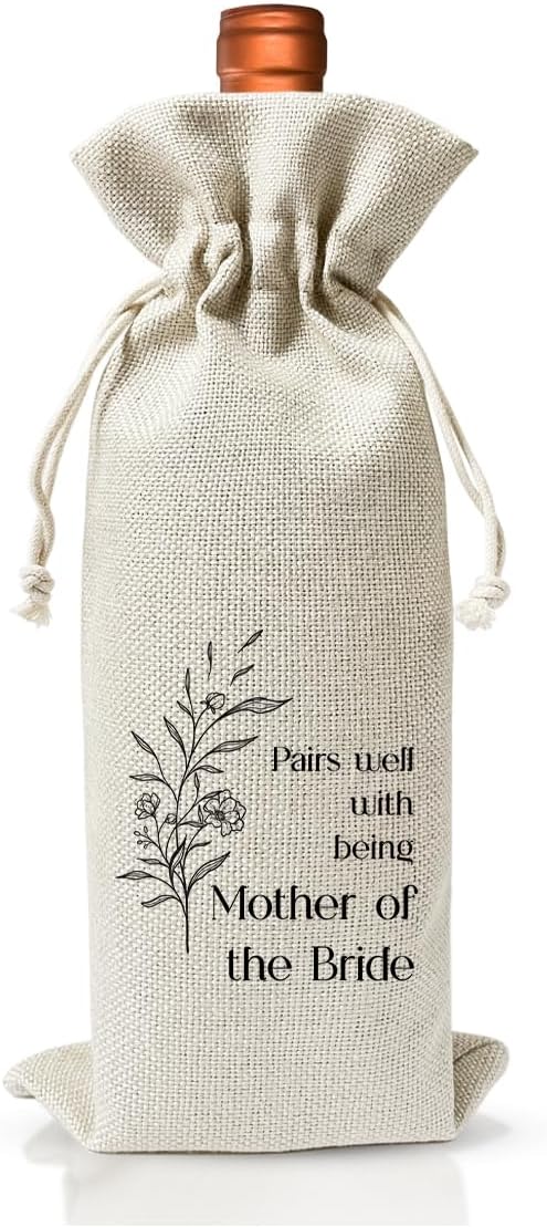 Mother of The Bride Proposal Gift, Burlap Wine Bag, Wedding Party or Engagement Shower Party Favor Supply Gift, Mother of the Groom Gift, Gift to Parents from Bride and Groom, Bride's Mother Gift