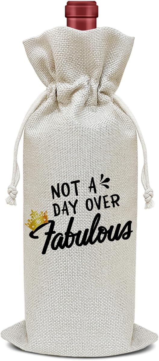 Birthday Wine Bag, Funny Wine Gifts for Women Men, Birthday Gifts for Mom Wife Friend, Party Favor Wine Champagne Gift Bag With Drawstring -01