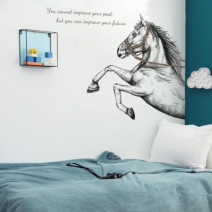 Inspirational Horse Wall Decals - Leaping & Standing Designs - 90x30cm Sheets, Perfect for Motivational Decor