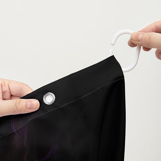 AILONEN Sugar Skull Shower Curtain,Fire Rose with Skeleton Design Shower Curtain Set with Hooks for Boys Girls Teens,Gothic Skull72 W*78" H