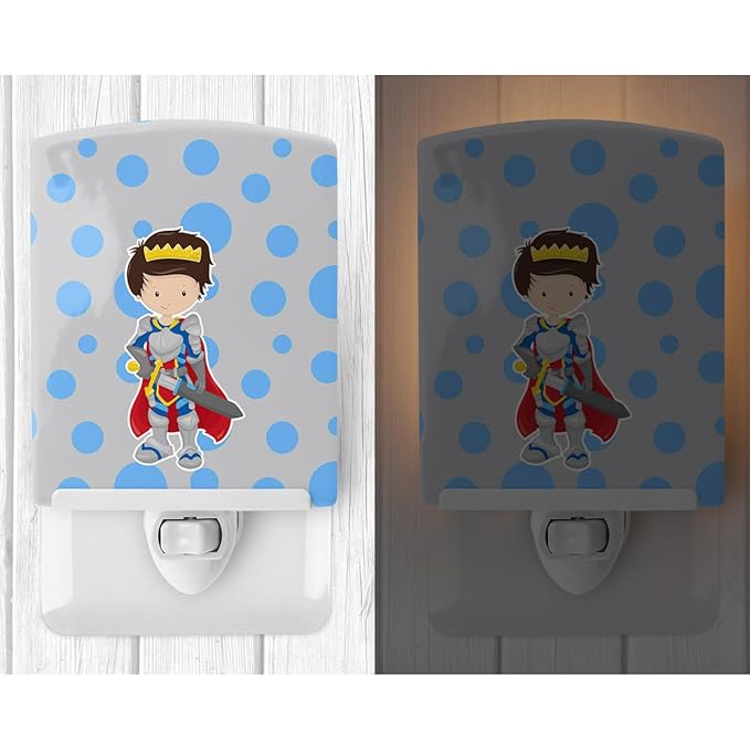 Caroline's Treasures BB8743CNL Brunette Boy Knight Ceramic Night Light Compact, UL-Certified, Ideal for Bedroom, Bathroom, Nursery, Hallway, Kitchen, 6x4x3, Multicolor