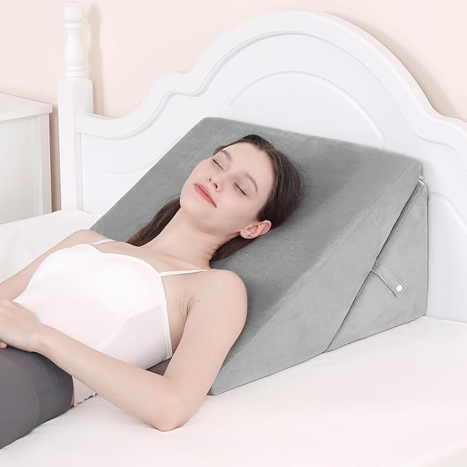 Wedge Pillow for After Surgery, Adjustable 9" & 12" Bed Wedge Pillow for Sleeping, Foldable Memory Foam Triangle Pillow for Snoring, Acid Reflux, GERD, Back and Leg