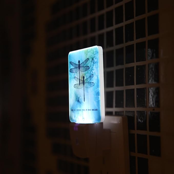 Dragonfly Nature Angel Plug-in LED Night Light,Smart Auto Dusk to Dawn Sensor Nightlights Plug into Wall,White Energy Efficient Night light for Teen Girls Kids Bedroom,Bathroom,Kitchen,Stairs,Hallway