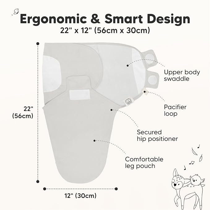 3-Pack Organic Baby Swaddle Sleep Sacks - Newborn Swaddle Sack, Ergonomic Baby Swaddles 0-3 Months, Swaddles for Newborns, Baby Sleep Sack, Baby Swaddle Blanket Wrap, Baby Essentials(The Wild 2)