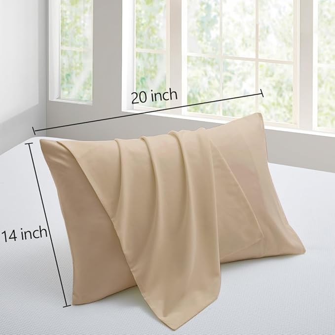 Microfiber Pillowcase 2 Pack Toddler Pillow Case 14x20 Comfortable Not Shrink Soft Pillow Cases Khaki Pillow Covers Envelope Style
