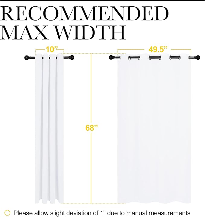 NICETOWN Draperies Curtains Panels, Blocking Out 50% Sunlight Window Treatment Curtains, Small Window Drapes for Bedroom (2 Panels, 55 by 68, White)