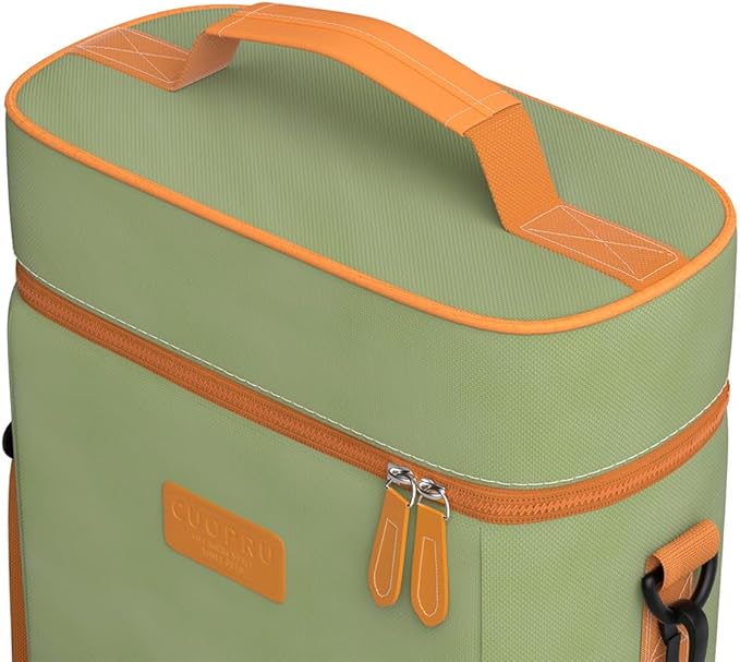 Premium Yerba Mate Kit Carrier Tote Bag - Double Layer Waterproof 2 Wine Bottle Pockets Portable Bag for Travel, Picnic, Beach