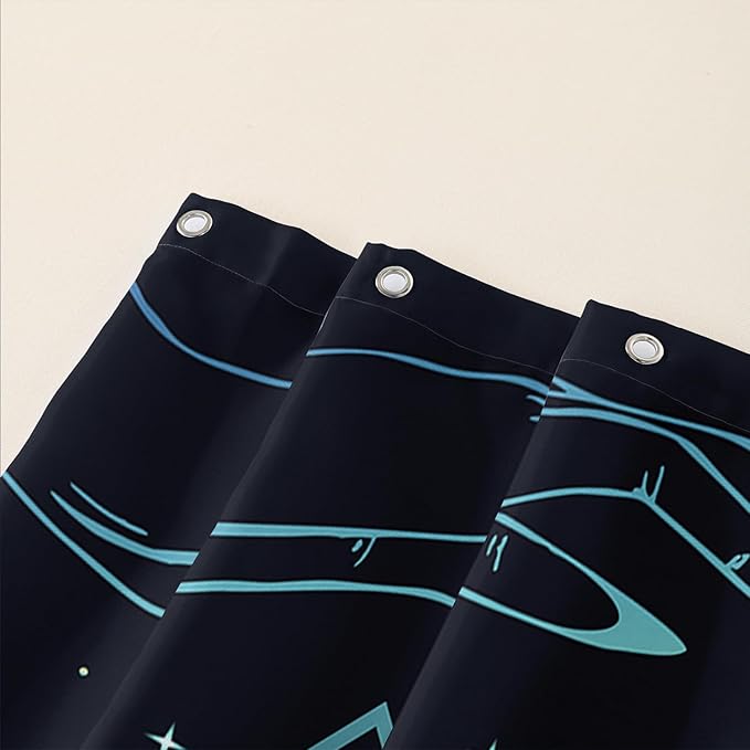 AILONEN Blue Moth Shower Curtain,Flora Death Moth Bath Curtain for Bathroom Decor,Polyester Waterproof with 12 Plastic Hooks 72" W*96" H