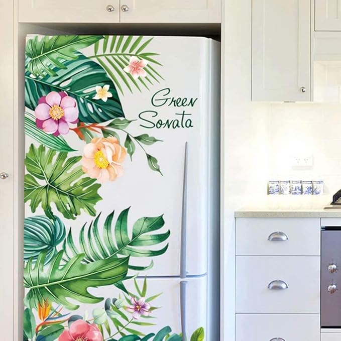 Flowers Wall Decals Vinyl Ancient Style Flowers Wall Stickers Ginkgo Landscape Painting Stickers Spring Flower Tree Branch Window Clings for Kids Room Nursery Living Room Kitchen Decor Gifts (#3)