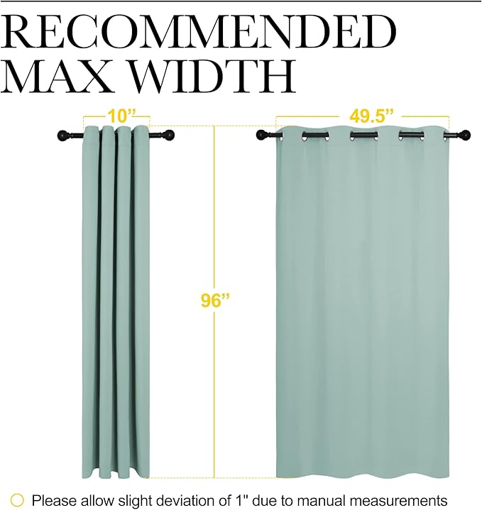 NICETOWN Aqua Blue Blackout Curtains 96" Long for Office, Dining Room, Guest Room, Sound Reducing Heat and Cold Block Curtain Panels for Modern Room Decorative (55" Wide by 96" Long, 2 Pieces)