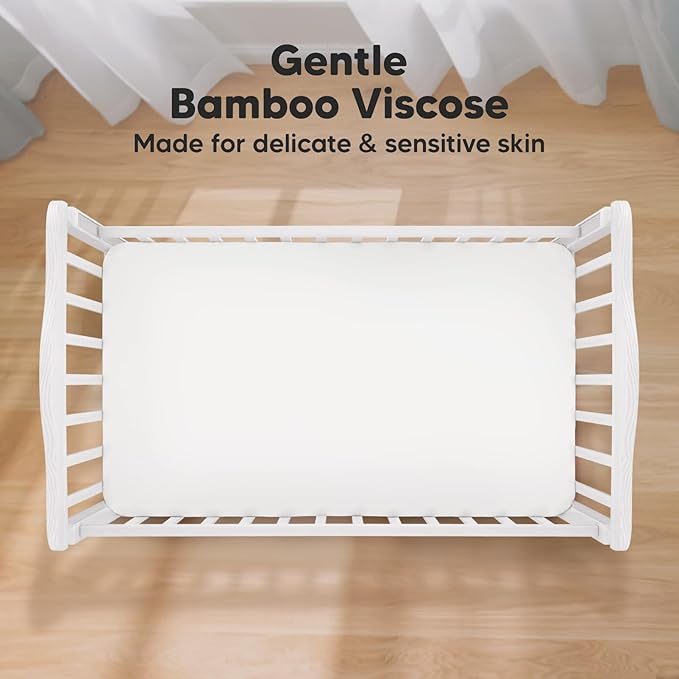 2-Pack Crib Sheets for Boys,Girls - Viscose Derived from Bamboo Fitted Crib Sheet, Organic Baby Crib Sheets, Crib Mattress Sheet,Toddler Bed Sheets,Baby Sheets for Crib Fitted Sheets(Khaki)