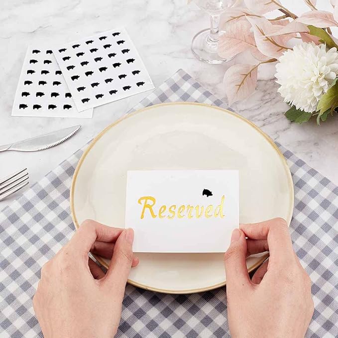 OLYCRAFT 2400pcs Black Meal Stickers 0.5 inch Menu Choices Sticker Pig Pattern Meal Stickers for Place Cards Wedding Meal Indicator Stickers Meal Choice Stickers for Banquet