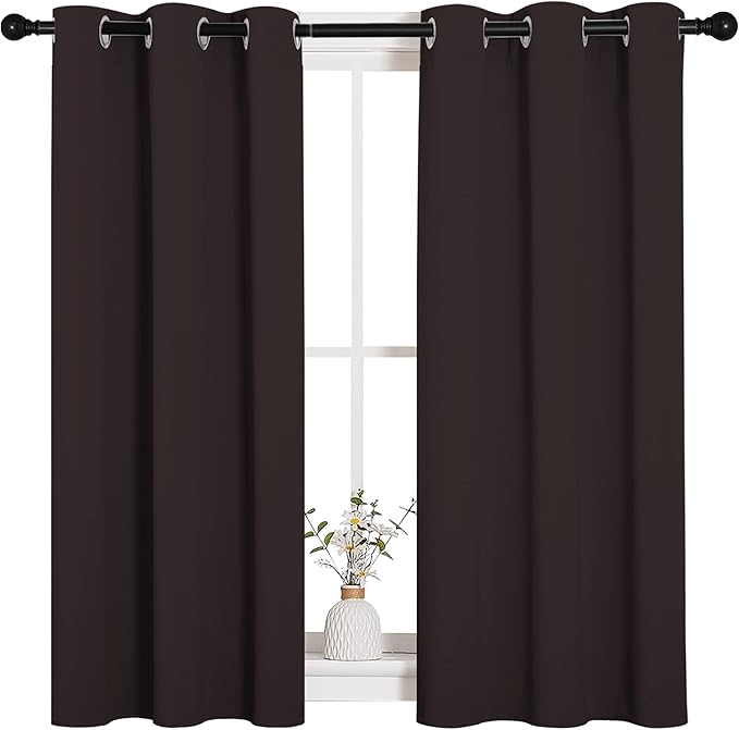 NICETOWN Blackout Curtain Panels for Bedroom Window, Triple Weave Microfiber Energy Saving Thermal Insulated Solid Grommet Blackout Draperies and Drapes(One Pair, 34 inches by 45 inches, Toffee Brown)