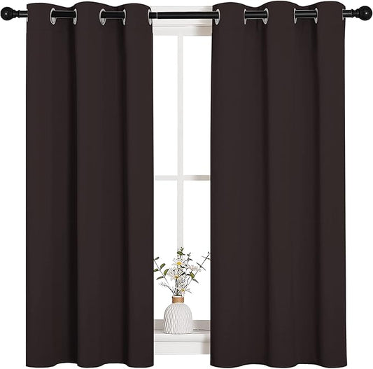 NICETOWN Blackout Curtain Panels for Bedroom Window, Triple Weave Microfiber Energy Saving Thermal Insulated Solid Grommet Blackout Draperies and Drapes(One Pair, 34 inches by 45 inches, Toffee Brown)