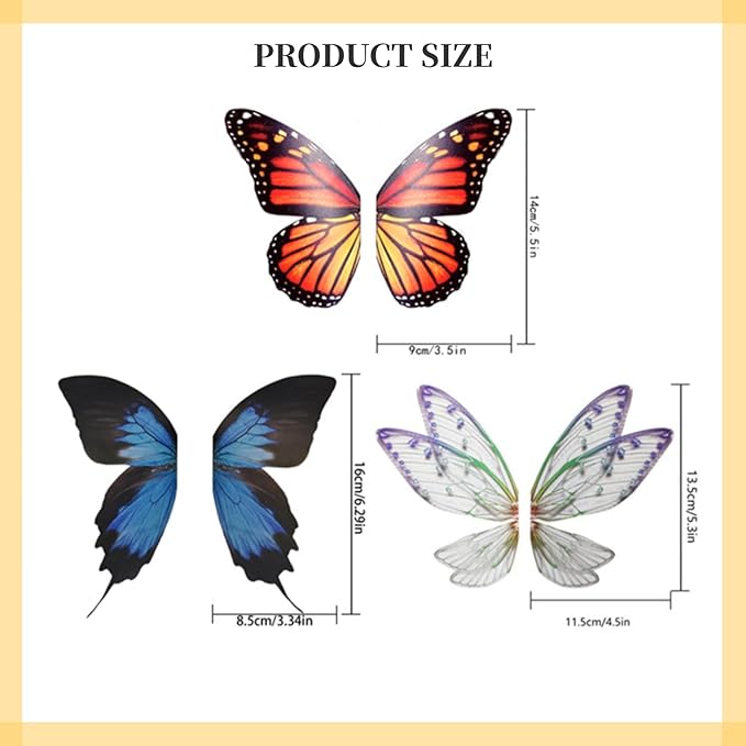 Wall Stickers Butterfly Wing Decorations Creative Wall Decal 3D Butterfly Sticker Decor for Computers Lamps Switches (Multicolor,3 PCS)