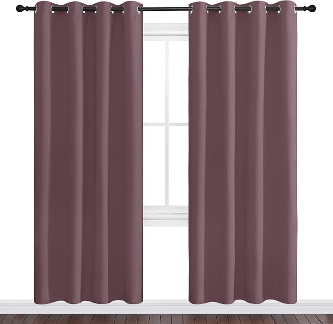 NICETOWN Dry Rose Blackout Curtains 78" Long for Office, Dining Room, 55" Wide, 2 Pieces, Guest Room, Sound Reducing Heat and Cold Block Curtain Panels for Modern Room Decorative