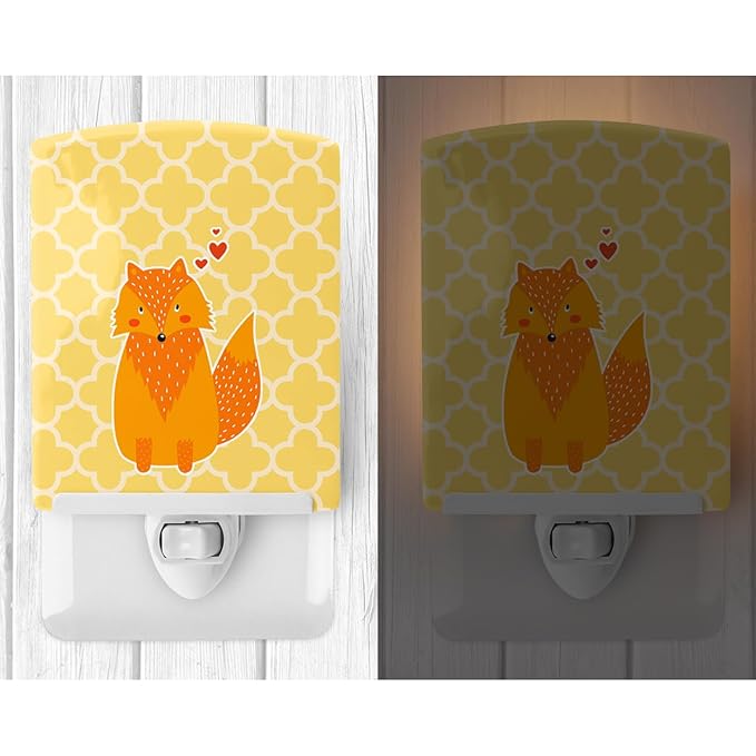 Caroline's Treasures BB6758CNL Foxy Love Ceramic Night Light Compact, UL-Certified, Ideal for Bedroom, Bathroom, Nursery, Hallway, Kitchen, 6x4x3, Multicolor