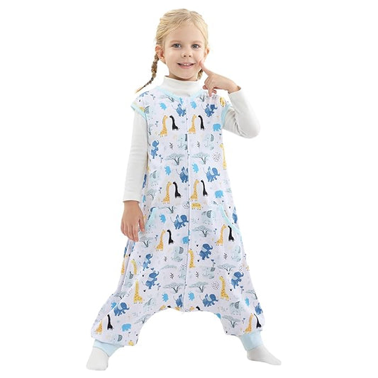 WONDAY Toddler Sleeping Sack, Sleep Sack 3t-5t, Sleep Sack with Legs Baby Wearable Blanket, Toddler Sleep Sacks with Feet, Sleeveless Cotton Sleep Sack for Early Walkers