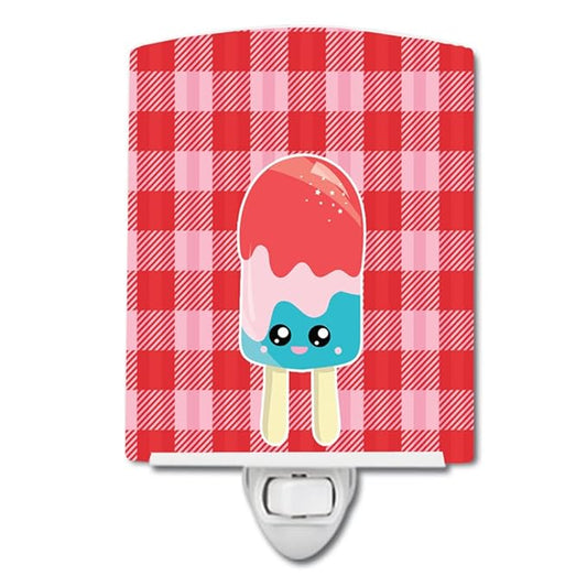 Caroline's Treasures BB7067CNL Ice Pop Popcicle Face Gingham Ceramic Night Light Compact, UL-Certified, Ideal for Bedroom, Bathroom, Nursery, Hallway, Kitchen, 6x4x3, Multicolor