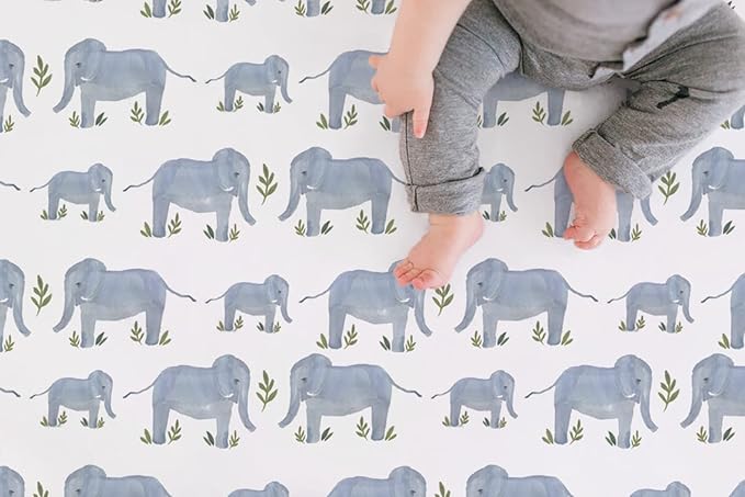 TotAha Premium Stretchy Bassinet Cradle Sheets (2-Pack) -Hypoallergenic, Silky Comfort, Buttery Soft, Calming Effect, All-Season Jersey-Knit Sheets,32 X 16 X 3''(Belgian & Blue Painted Elephant)