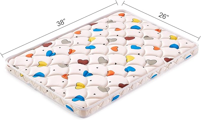 Pack and Play Mattress - 38" x 26"- Premium Cotton Fabric Playpen Mattresses, Safety Reinforced Play Yard Mattress - Fits for Graco & Baby Trend & Pamo Babe Playard, Firm Support and Comfort Foam