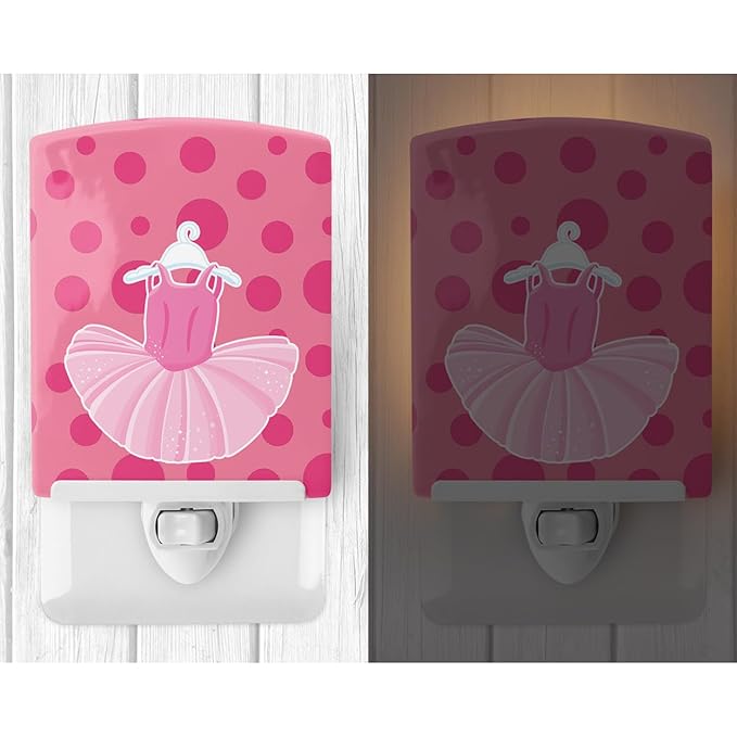 Caroline's Treasures BB8626CNL Ballet Tutu on Polka dots Ceramic Night Light Compact, UL-Certified, Ideal for Bedroom, Bathroom, Nursery, Hallway, Kitchen, 6x4x3, Multicolor