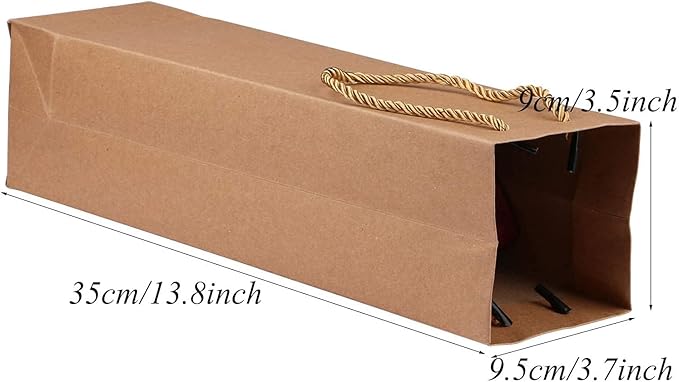Sdootjewelry Wine Gift Bag, 20 Pack Paper Wine Bottle Gift Bags with Handles, 3.7 x 3.5 x 13.8” Wine Bags Bulk, Reusable Wine Bags, Wine Kraft Bags for Party Holiday