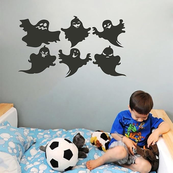 Ghost Wall Stickers Halloween Wall Decor Black Ghost Wall Decals Self Adhesive Design Halloween Ghostly Window Clings for Bedroom Living Room Home School Wall Decoration Halloween Party Supplies