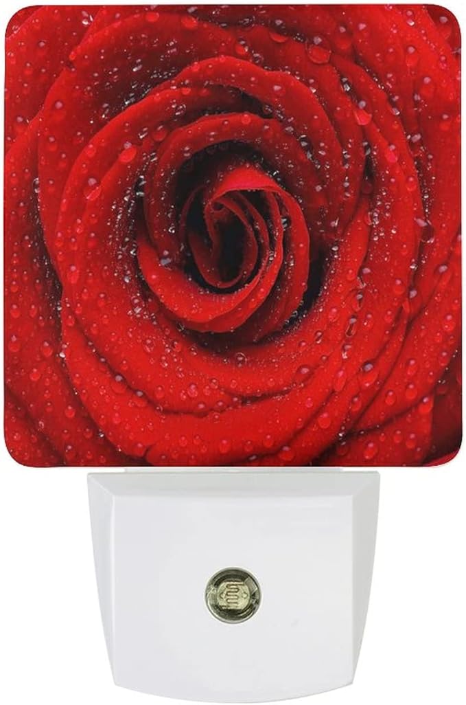 LED Night Lights Lamp with Dusk to Dawn Sensor, A Big Red Rose Night Lamp, Night Lights Plug Into Wall for Kids Room, Bedroom, Bathroom, Kitchen, Hallway