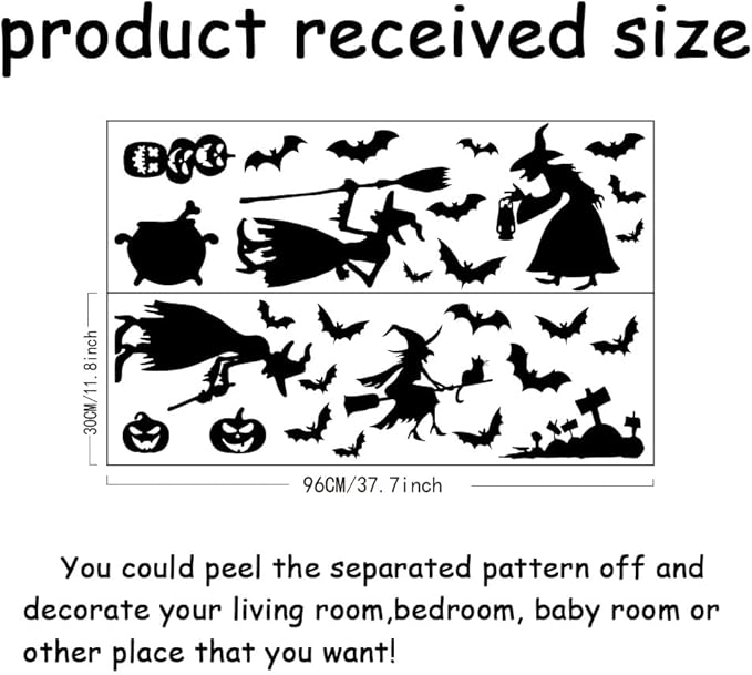 SUPERDANT Halloween Wall Stickers Magic Witch Wall Decals Spooky Pumpkin Wall Sticker Halloween Stickers for Kids Halloween Window Decoration for Halloween Party Decorations