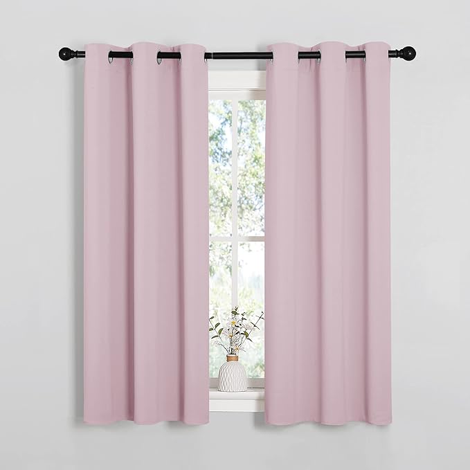 NICETOWN Blackout Draperies Curtains for Girls Room, Nursery Essential Thermal Insulated Grommet Blackout Panels (Lavender Pink, 1 Pair, 34" x 54")