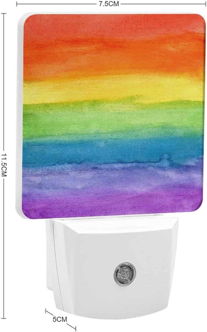 LED Night Lights Lamp with Dusk to Dawn Sensor, Striped Rainbow Watercolor Night Lamp, Night Lights Plug Into Wall for Kids Room, Bedroom, Bathroom, Kitchen, Hallway