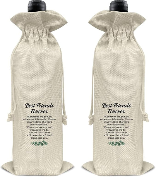 HOIJAUMAI Friendship Gifts Best Friends Wine Bag Best Friends Forever Wine Gift Bags for Women Men