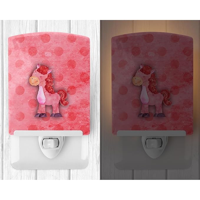 Caroline's Treasures BB7379CNL Polkadot Horse Watercolor Ceramic Night Light Compact, UL-Certified, Ideal for Bedroom, Bathroom, Nursery, Hallway, Kitchen, 6x4x3, Multicolor