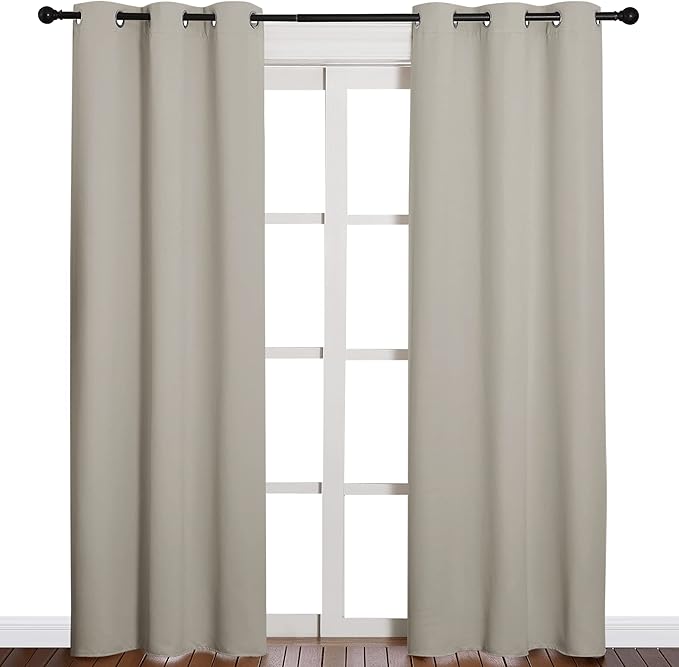 NICETOWN Natural Living Room Blackout Curtains for Windows, Eyelet Top Room Darkening Panels/Drapes for Bedroom (2 Panels, W42 x L84 inches)