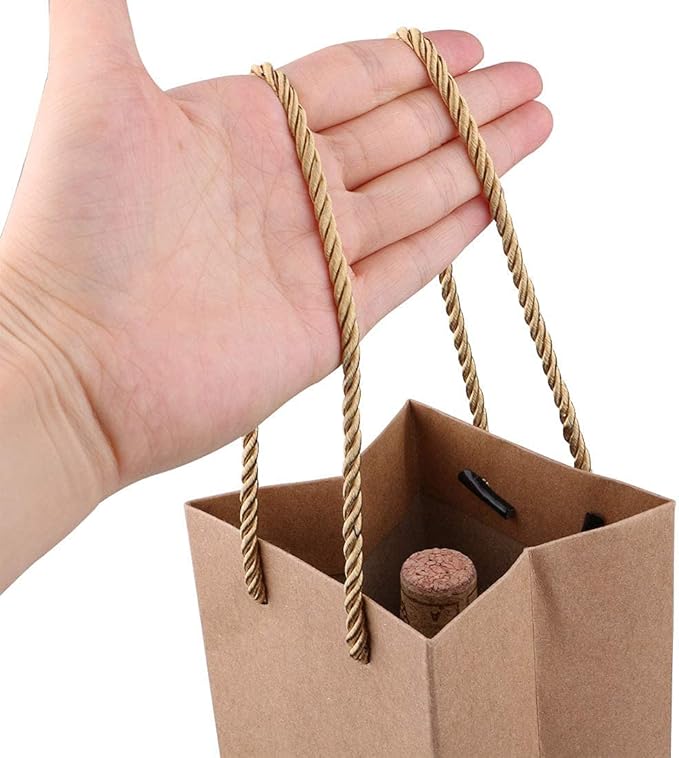 Sdootjewelry Wine Gift Bag, 20 Pack Paper Wine Bottle Gift Bags with Handles, 3.7 x 3.5 x 13.8” Wine Bags Bulk, Reusable Wine Bags, Wine Kraft Bags for Party Holiday