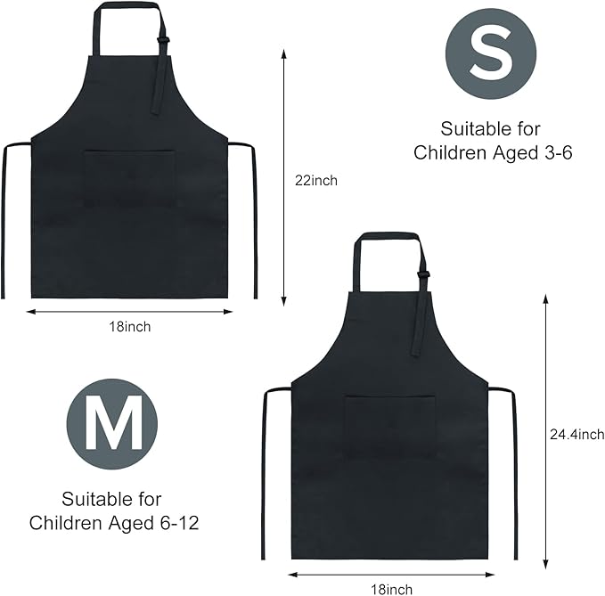 SUNLAND Kids Apron and Hat Set Children Chef Apron for Cooking Baking Painting