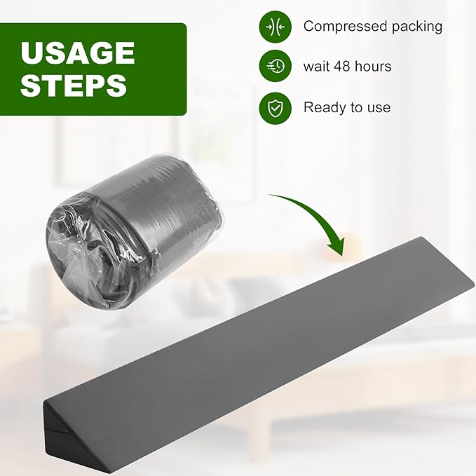 King Size (76"x6.5"x4.5") Bed Wedge Pillow/Headboard Pillow/Mattress Wedge with an Extra Cover, Gap Filler to Close The Gap (0-5") Between Headboard and Mattress (Gray)